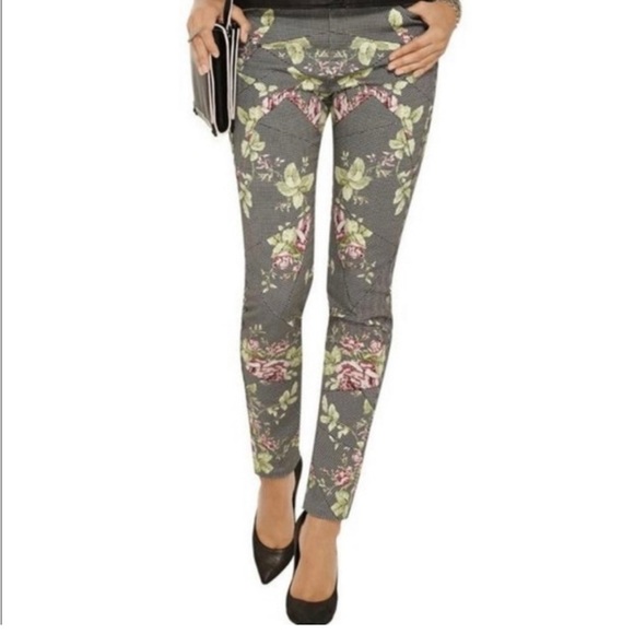 MCQ by Alexander McQueen Multicolor Rose Kaleidoscope High Waist Jeans - Picture 1 of 8